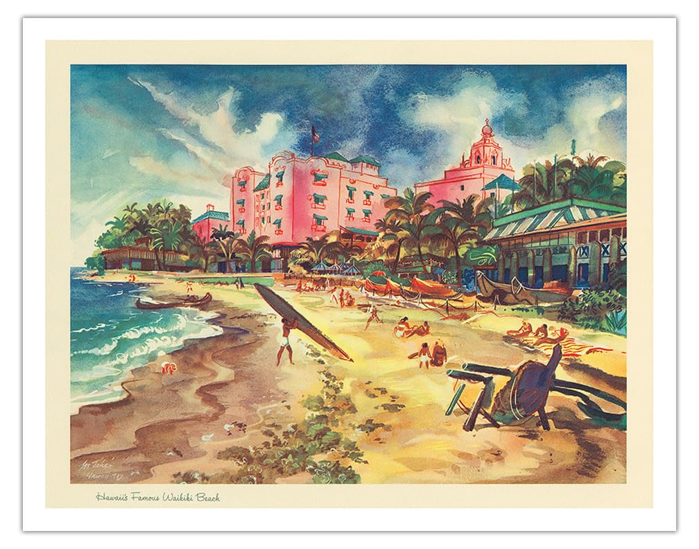Amazon.com: Hawaii's Famous Waikiki Beach Matte Art Print